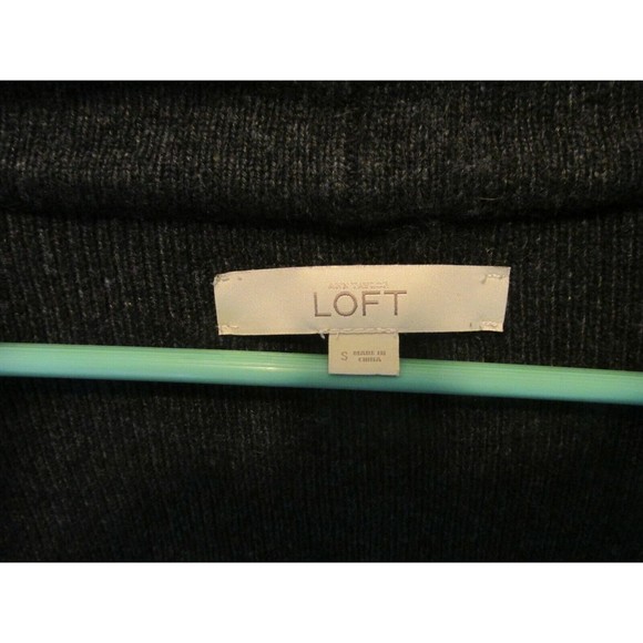 Ann Taylor LOFT Faux Fur Wool Blend Sweater Jacket Black Grey Size S - Picture 6 of 8